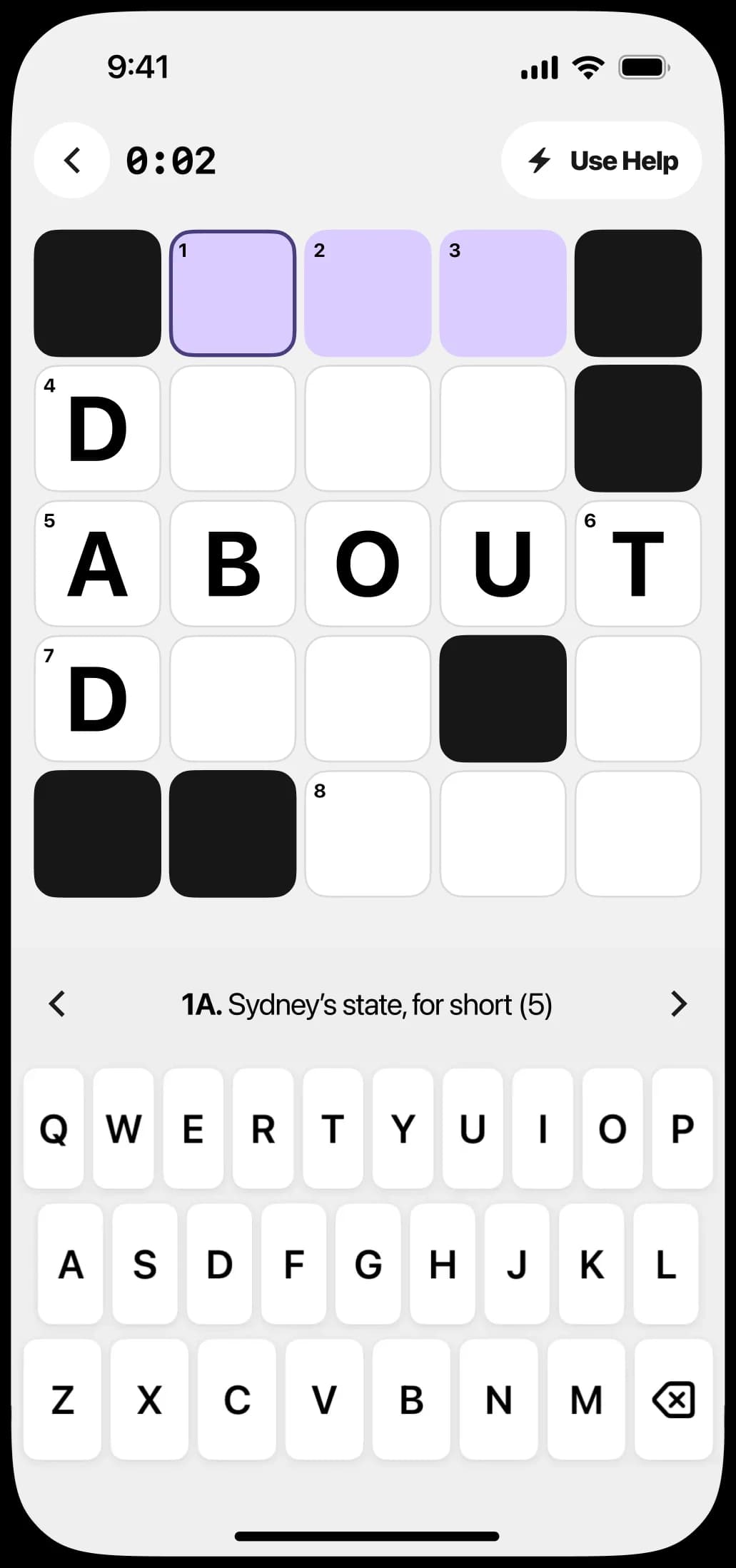 Crossword in progress